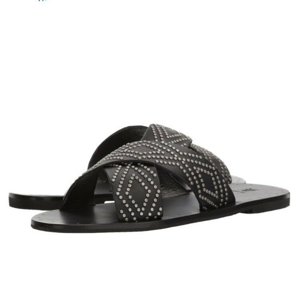 NEW! Frye Ally Deco Stud Cris Cross Slide Sandal